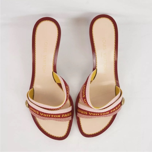 Louis Vuitton Vintage Double Strap Mule Heels In Burgundy Red - Women's EU 36.5 - Picture 7 of 16